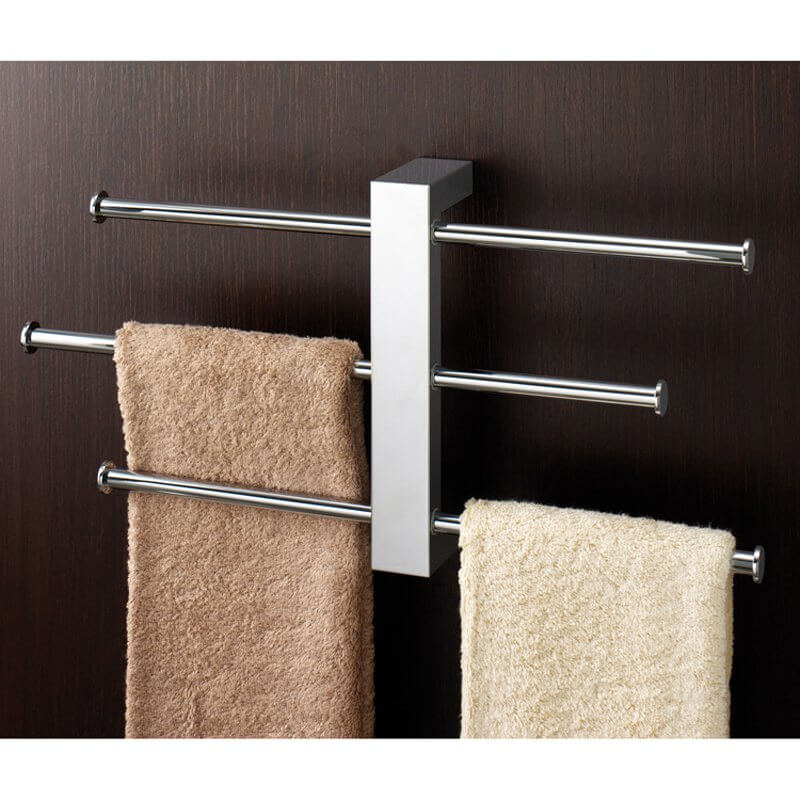 毛巾架两侧的长条为晾干毛巾提供了充足的空间，这与单个长条不同。