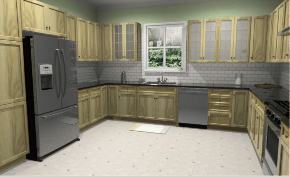 利用Lowe虚拟厨房设计软件U形厨房设计示例。