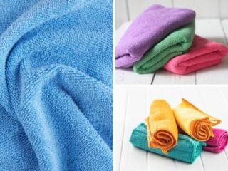 不同超细纤维毛巾的照片拼贴。