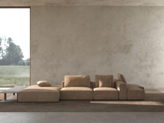 华丽的模块化沙发在现代客厅设置
